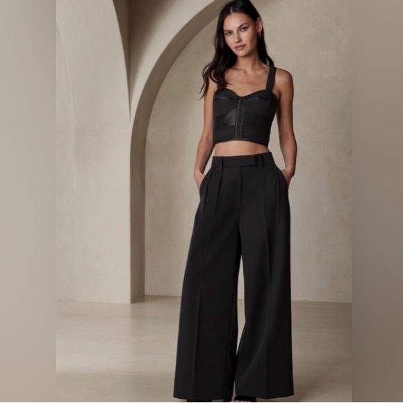 NWT! BANANA REPUBLIC BLACK CARA WOOL-BLEND PANT - MULTIPLE SIZES - Picture 1 of 7
